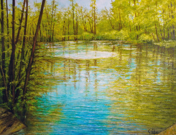 Named contemporary work « Etang de Rochefort », Made by LEFEVRE