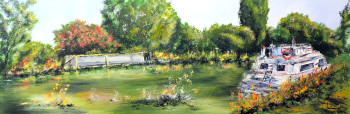 Named contemporary work « CANAL DU MIDI - LE LAVOIR DE VILLESEQUELANDE », Made by JEAN-CLAUDE LANNES