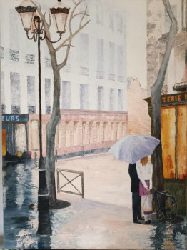 Named contemporary work « Paris sous la pluie », Made by FRANçOISE UBéDA