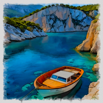 Named contemporary work « les calanques », Made by DOMINIQUE DULOT DIGITAL