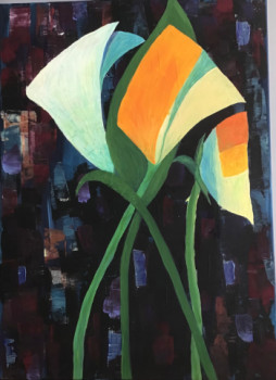 Named contemporary work « Tulipes 2 », Made by JACQUELINE