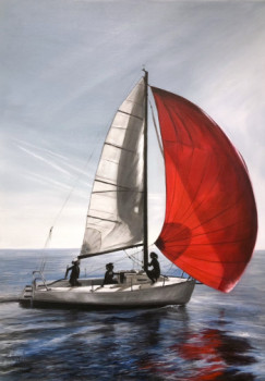 Named contemporary work « La voile rouge », Made by BéNéDICTE BRIGEOT