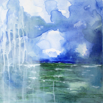 Named contemporary work « Blue Horizon – Echoes of the Sky I », Made by HELENE LUISE SCHENK