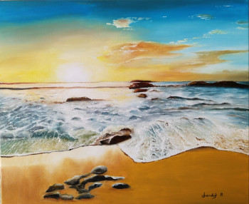 Named contemporary work « Coucher de soleil sur la mer », Made by PIERRE LANDIé