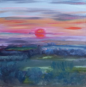 Named contemporary work « Couché de soleil sur la vallée du thoré », Made by MAGALI LORETZ