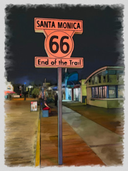 Named contemporary work « santa Monica LA road66 », Made by DOMINIQUE DULOT DIGITAL