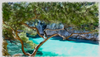 Named contemporary work « calanques », Made by DOMINIQUE DULOT DIGITAL