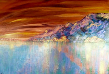 Named contemporary work « Lac d’Annecy », Made by CATHERINE -WILLIE