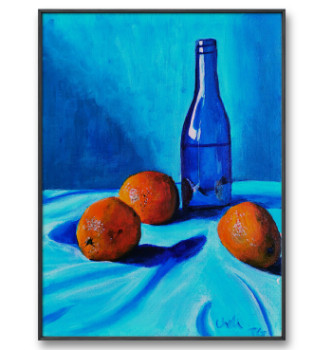 Named contemporary work « Nature morte Bleu et orange », Made by CHELI GT