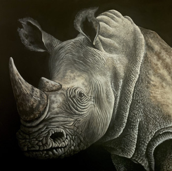 Named contemporary work « Portrait d’un rhinocéros », Made by ANGEL’ART