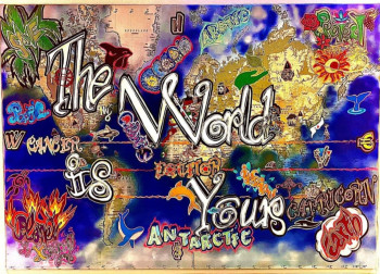 Named contemporary work « The World is Yours », Made by LE X MONEY