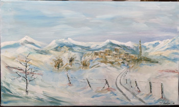 Named contemporary work « Village sous la neige », Made by MICHEL CROZE