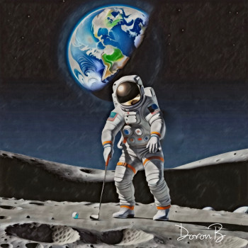 Named contemporary work « Golfing on the moon », Made by DORON B