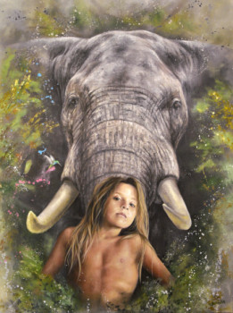 Named contemporary work « JUNGLE », Made by CARINE LAUBER