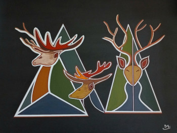Named contemporary work « Les rennes », Made by DOMINIQUE PARROD GIMBREDE