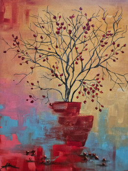 Named contemporary work « Baies dans un vase », Made by ADèLICE