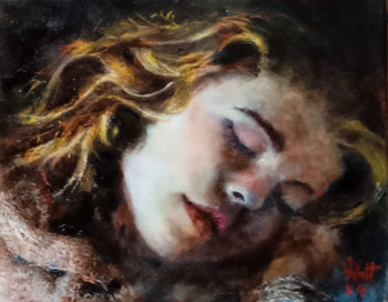 Named contemporary work « Enfant qui dort », Made by DANY WATTIER