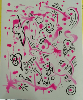 Named contemporary work « Abstrait 60 », Made by VIVIANE