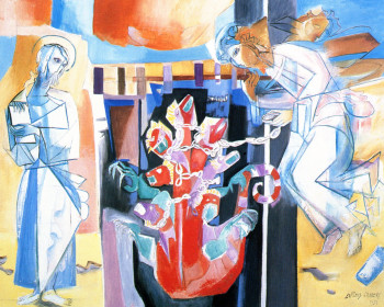 Named contemporary work « Il maîtrisa le dragon et l'enchaîna », Made by LOUIS CAILLAUD D'ANGERS