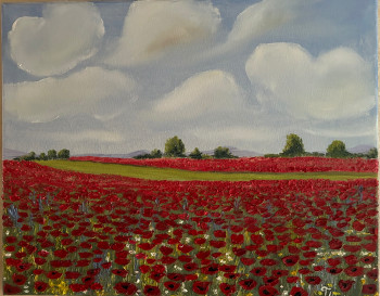Named contemporary work « Champs de coquelicots », Made by TATIANA LASHCHENKOVA