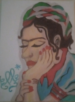 Named contemporary work « Frida Kahlo pensive... », Made by ELLE *
