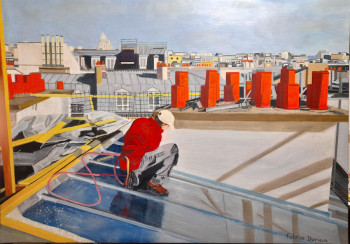 Named contemporary work « Zingueur et le Sacré Cœur », Made by FABRICE DURIEUX
