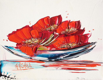 Named contemporary work « Coupelle de Coquelicots », Made by RACHEL