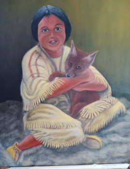Named contemporary work « " La jeune squaw et le renardeau" », Made by MARC DANCRE