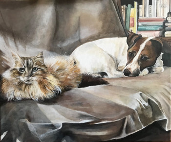 Named contemporary work « La famille a quatre pattes », Made by ANNE AMOUROUX
