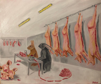 Named contemporary work « Killing pigs », Made by OBINO