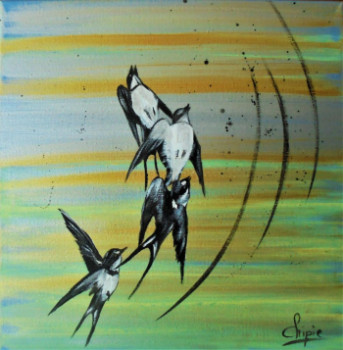 Named contemporary work « vol d'hirondelles », Made by SYLVIE PINON