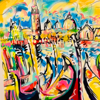 Named contemporary work « Evening in Venise No3 », Made by PAUGAM PAUGAM DANIEL