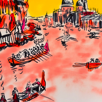 Named contemporary work « Regatta in Venise 2 », Made by PAUGAM PAUGAM DANIEL