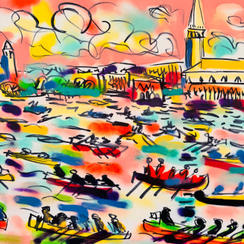 Named contemporary work « Regatta in Venise 1 », Made by PAUGAM PAUGAM DANIEL
