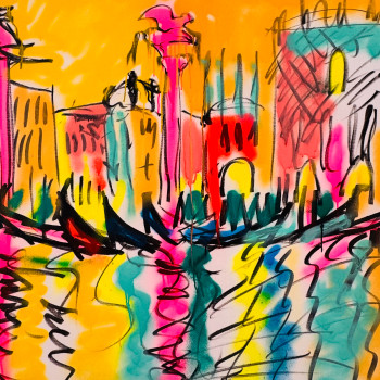 Named contemporary work « Venise holidays 2 », Made by PAUGAM PAUGAM DANIEL