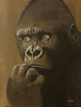 Named contemporary work « Le penseur. Un gorille en pleine réflexion... », Made by JEAN-CLAUDE ROBLES