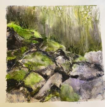 Named contemporary work « Rochers et sous bois », Made by NATHALIE GUY