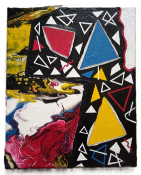Named contemporary work « Tableau moderne abstrait "Abstract 3" », Made by CARRECOMMEORANGE