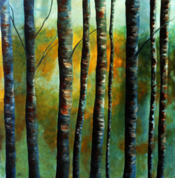 Named contemporary work « arbres à dominante bleue », Made by SYLVIE PINON