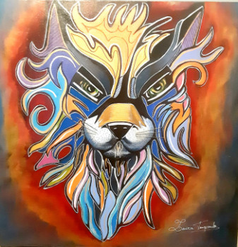 Named contemporary work « loup », Made by TANOPOULOSART