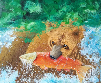 Named contemporary work « La pêche au saumon en Alaska », Made by ANTOINE LOPEZ