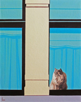 Named contemporary work « Chat à la fenêtre », Made by OLIVIER BOUR
