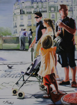 Named contemporary work « un dimanche dans l ile st louis en famille », Made by CLOTILDE NADEL