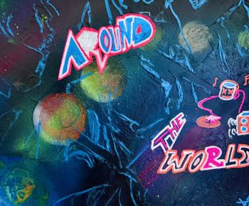 Named contemporary work « AROUND The world », Made by LE X MONEY