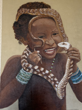 Named contemporary work « Charmeur de serpent », Made by NICOLE CLOIX