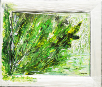 Named contemporary work « N° 350 Fleurs Vertes », Made by JADE-B-ROUGERIE