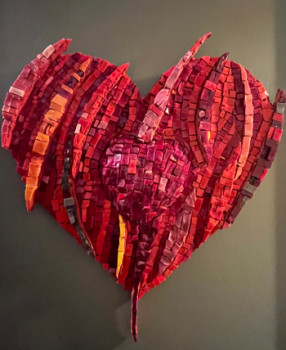 Named contemporary work « Love », Made by CORINNE STRAZZIERI MOSAïSTE