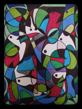 Named contemporary work « Les oiseaux », Made by AXIOME