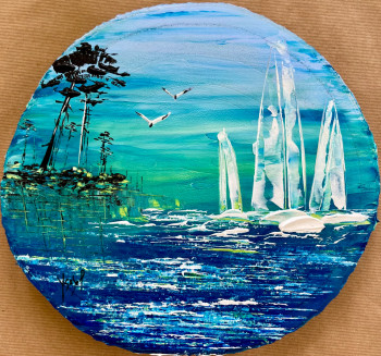 Named contemporary work « LE SOUFFLE BLEU DES LANDES », Made by YSABEL LAFFITTE