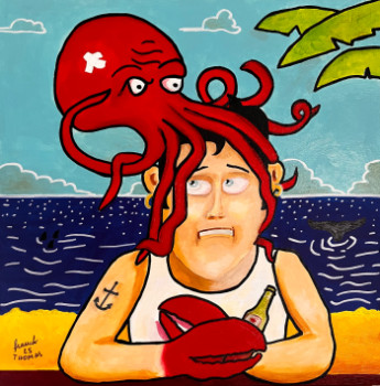 Named contemporary work « La prise de tête de Mr Krab », Made by FRANCK THOMAS